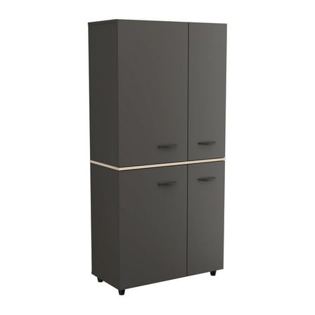 Inval 12-Shelf Garage Cabinet, Dark Gray and Maple