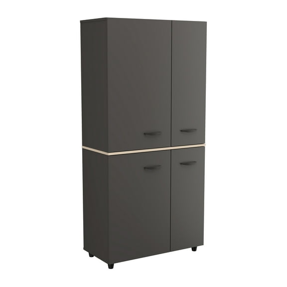 Inval 12-Shelf Garage Cabinet, Dark Gray and Maple