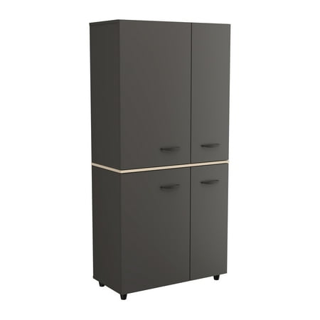 

Inval 12-Shelf Garage Cabinet Dark Gray and Maple