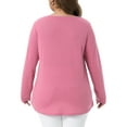 thumbnail image 3 of Agnes Orinda Women's Plus Size Long Sleeves Tops V Neck Loose Button Decor Blouses 3X Pink, 3 of 6
