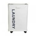 thumbnail image 5 of Laundry Basket With Handle On Wheels Foldable Corner Storage Bins Dirty Clothes Hamper For Room Organization Collapsible Rolling White Square, 5 of 8