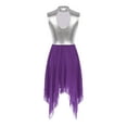 thumbnail image 5 of iiniim Women's Color Block Sleeveless Lyrical Dance Costume Asymmetrical Hem Liturgical Praise Dress Size S-3XL Purple 3XL, 5 of 7