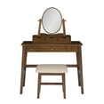 thumbnail image 2 of Linon Gwen 2-Piece Vanity Set, Includes Vanity and Bench, Walnut Finish with Natural Fabric, 2 of 13