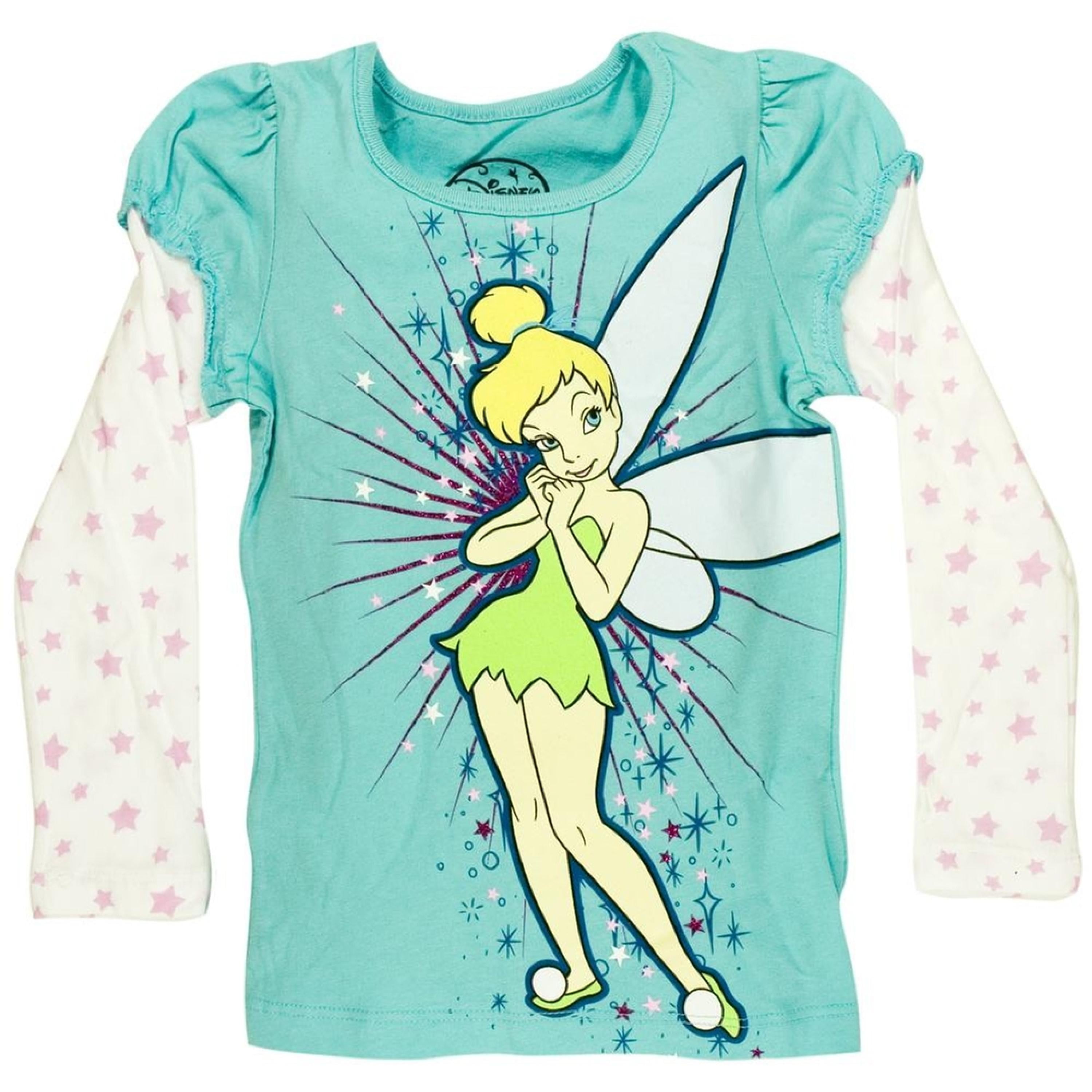 Tinker Bell - Tinkerbell - Pixie Tink Girls Juvy 2fer Long Sleeve T-Shirt - Large - Walmart.com
