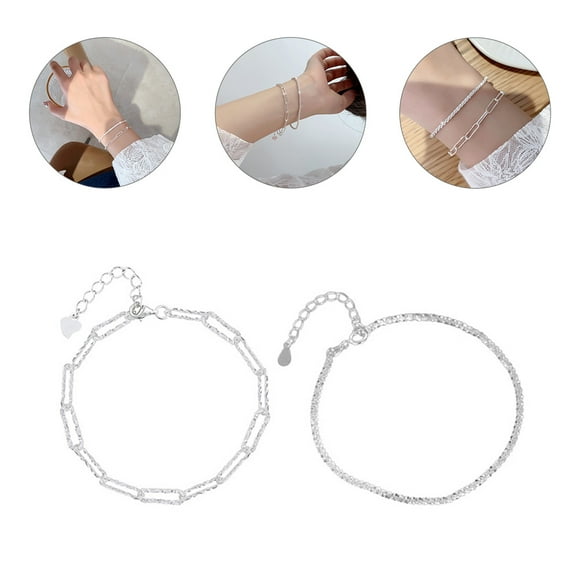 IFANLANDOR 2Set Women Wristband Copper Chain Hand Jewelry for Women Bar