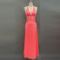 thumbnail image 6 of Aimik Women's Satin Lace Maxi Dress Summer Halter Deep V Solid Color Maxi Dress Silky Formal Tunic Evening Long Gown, 6 of 6