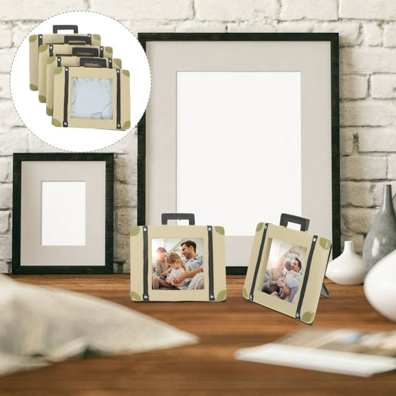 Soimiss 4Pcs Light Brown Antique Style Photo Frame Creative Desktop Picture Display