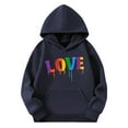 thumbnail image 4 of Thetops Big Girls Hoodie 9T, Navy - Rainbow LOVE Graphic, Kangaroo Pocket, Durable Easy Care, 4 of 4
