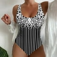thumbnail image 2 of Huesdet Women Retro One Piece V Neck Swimsuit Tummy Control Halter Vintage Bathing Suit[White,6XL], 2 of 5