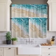 thumbnail image 2 of Abstract Beach Waves Curtain Valances Set Blue Watercolor Modern Art Kitchen Curtains 36&nbsp;inch Length Rod Pocket Valance and Tiers 3 Piece Set Small Bedroom Bathroom Laundry Decor, 2 of 9