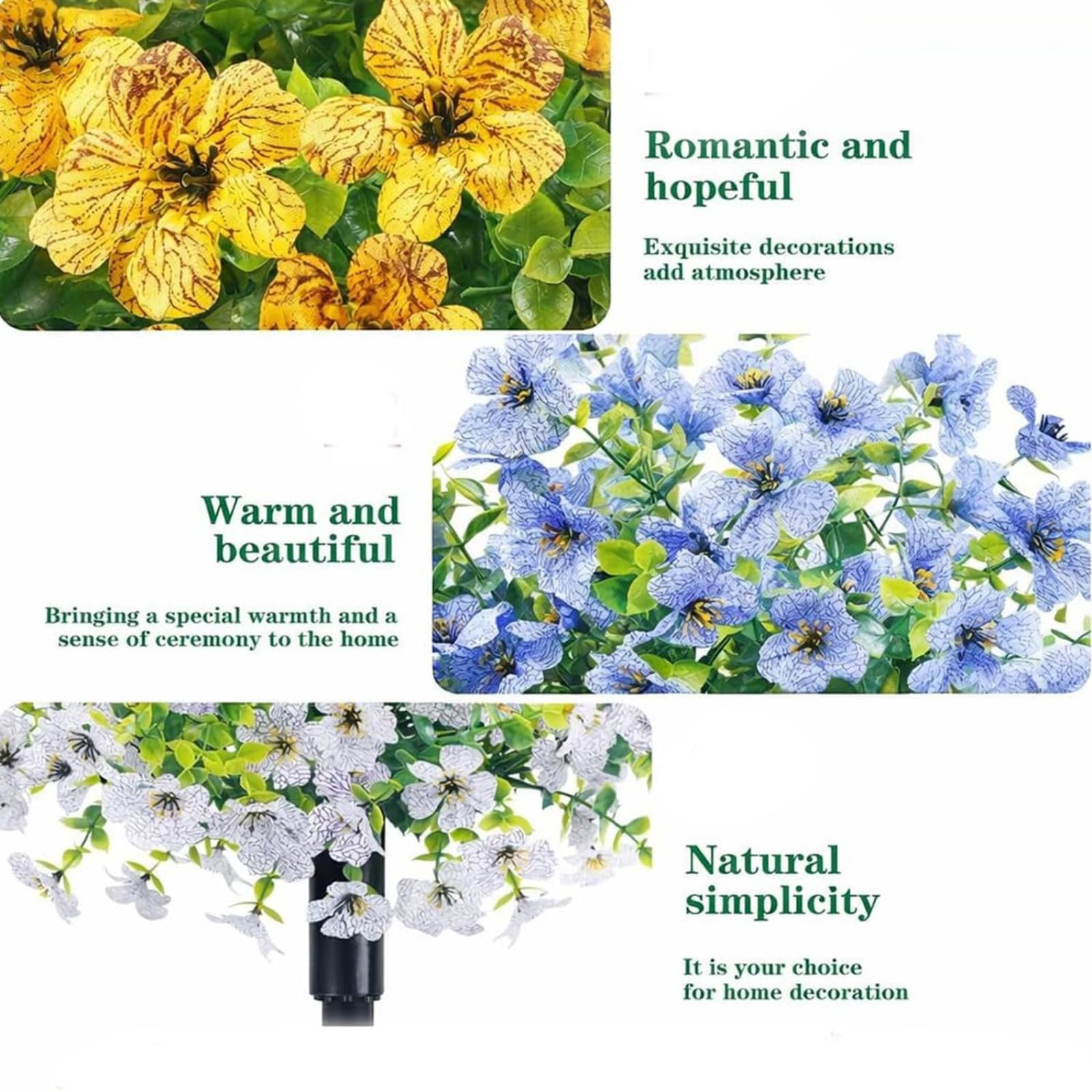 Artificial Violet for Outdoor Indoor Garden Decoration, UV Resistant Waterproof Faux Flowers, No Fade Fake Plants with Ground Stakes