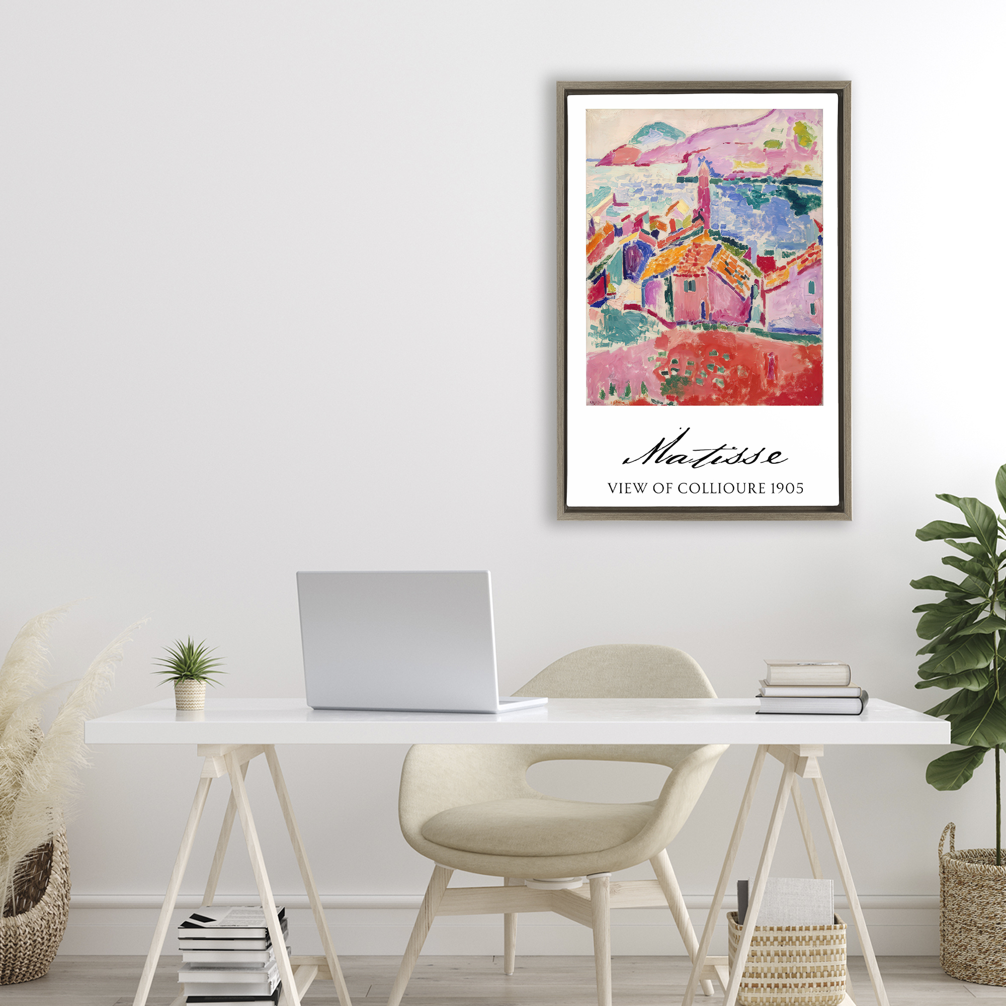 View Of Collioure Brown Framed Floater Canvas Wall Art, design by Vintage Hustle