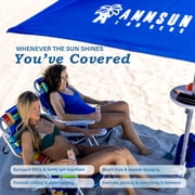 AMMSUN 8ft Commercial Heavy Duty Beach Umbrella with Sand Anchor UPF50+ Without Tilt,Blue