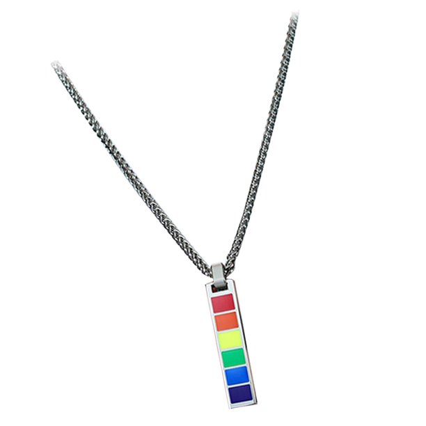 Chic Lesbian Gay LGBT Peace Rainbow Colgante Collar Cadena Regalo Color Acero