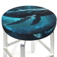 thumbnail image 3 of Susaid Vintage Blue Pattern Whale Print Elastic Bar Stool Cover Personalized Washable Stool Cover for Barbershop Home Bar Kitchen-12 inch, 3 of 7