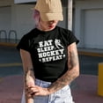 thumbnail image 2 of Eat Sleep Hockey Repeat - Ice or Field Hockey Player, Navy Blue T-Shirt, XL, 2 of 5