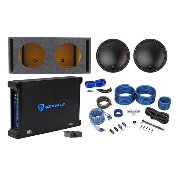 2) MTX 5512-22 12" 1600w Car Subwoofers Sealed Sub Box Mono Amplifier Amp Kit