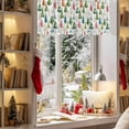 thumbnail image 3 of Christmas Tree Valances for Windows, 54 x 18in, Green Pink Blue Trees Winter Plant Rod Pocket Kitchen Valance Curtain Light Filtering Window Treatments for Living Room Bedroom, 1 Panel, 3 of 7
