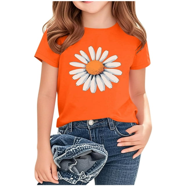 Blouse à Manches Courtes Col Rond Blouse pour Enfants Printemps et Été