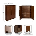 thumbnail image 5 of Kate and Laurel McCutcheon Modern Two-Door Floating Bathroom Cabinet, 22 x 7 x 28, Walnut Brown, Decorative Mango Wood Over the Toilet Storage Cabinet for Living Room or Entryway Decor, 5 of 9