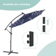 thumbnail image 4 of Sonerlic 10ft LED Outdoor Patio Offset Hanging Umbrella with Steel Frame for Yard, Poolside and Deck, Navy Blue, 4 of 7