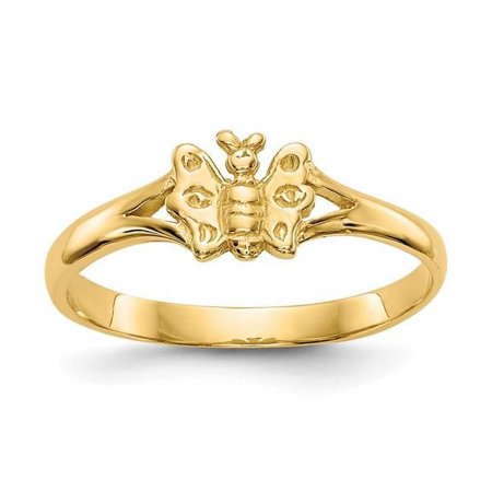 Primal Gold 10 Karat Yellow Gold High Polished Girl Butterfly Baby Ring