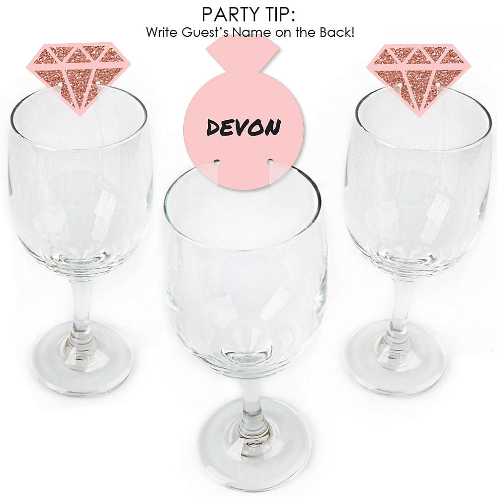 Wine Glass Charms Set of 6 Rose Pattern China Tea Party Charms Bridal Shower