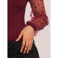 thumbnail image 5 of DARING DIVA Polka Dot Sheer Long Sleeve Crew Neck Bodysuit M Burgundy, 5 of 5