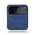 thumbnail image 4 of SaniMore for Samsung Galaxy Z Flip 4 (6.7" 2022) Phone Case, Retro PU Leather + Crossbody Lanyard, Shockproof Anti-fall Slim, Durable Wear-resistant Folding Shell for Galaxy Z Flip 4, Blue, 4 of 8