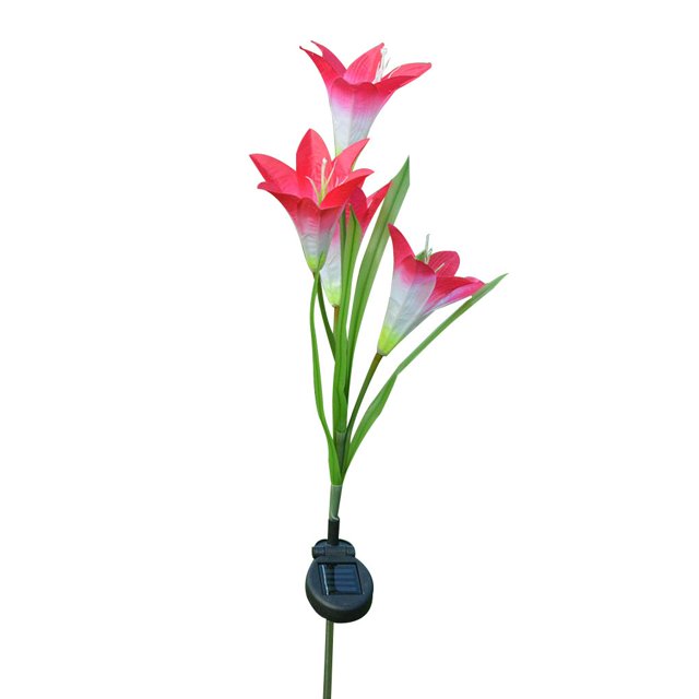 Luces de estaca con energía solar al aire libre estilo flor de lirio que cambian las luces decorativas LED para jardín / patio trasero Methold JJ14312-01B