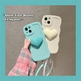 thumbnail image 5 of Light Blue Heart Phone Case Compatible with iPhone 12 Pro, Cute 3D Big Love Heart Phone Case, Curly Wave Shape Heart Phone Cover with Heart Bracelet for Women Girls, 5 of 12