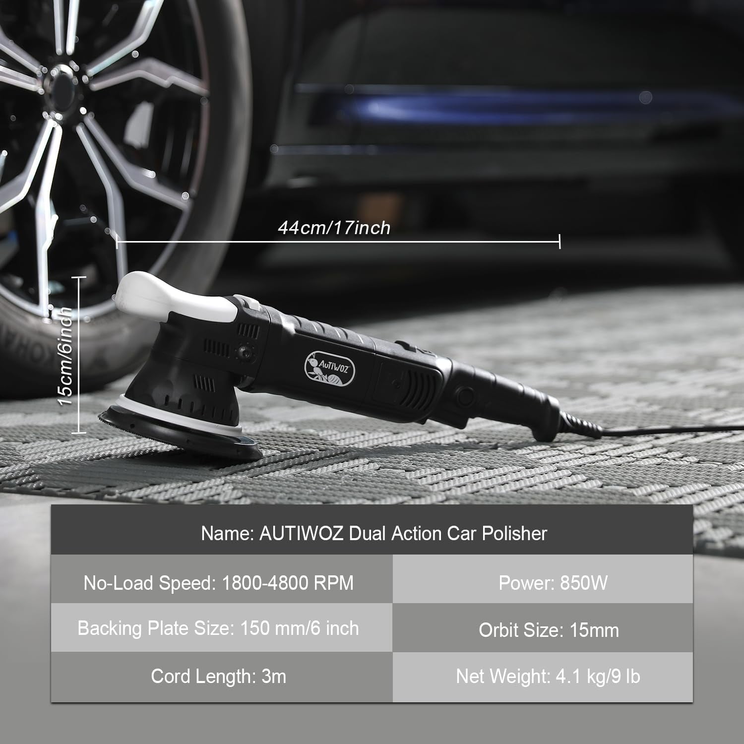 Car Buffer Polisher, 6-Inch Dual Action Polisher for Car Detailing, Random Orbital Car Polisher with 6 Variable Speeds, DA Polishers Kit for Car Detailing/Polishing/Waxing