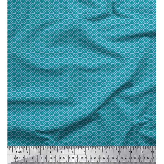 Soimoi Rayon Fabric Dot & Geometric Small Printed Fabric 1 Yard 56 Inch Wide