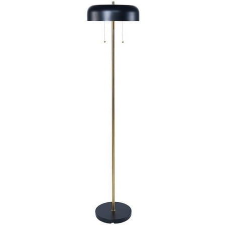 Neva Black and Gold Metal Floor Lamp with Drum Shade