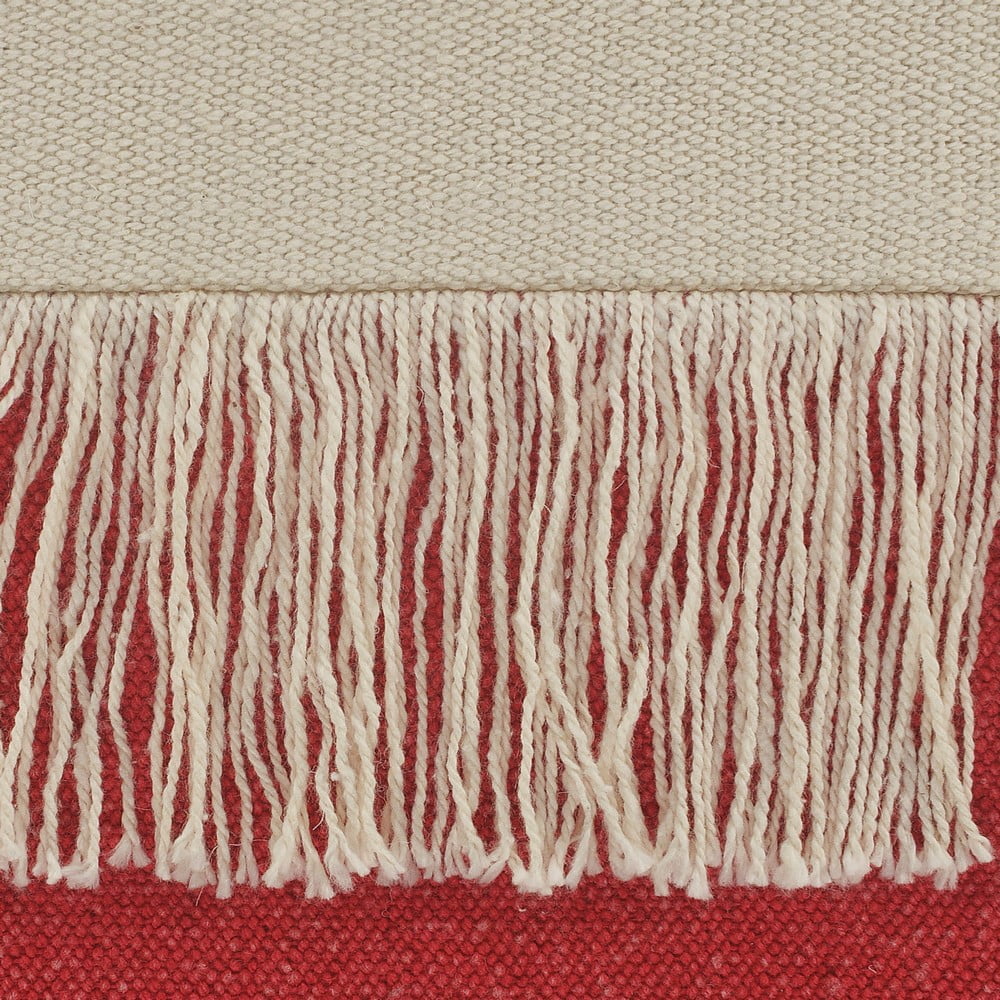Ox Bay 14" x 36" Red/ White Color Block Organic Cotton Pillow Cover