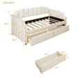 thumbnail image 3 of Velvet Daybed, INCLAKE Upholstered Daybed with Two Storage Drawers, Twin Size Sofa Bed with Backrest and Wood Slat Support, Two Armrests with Rivets (Beige), 3 of 7