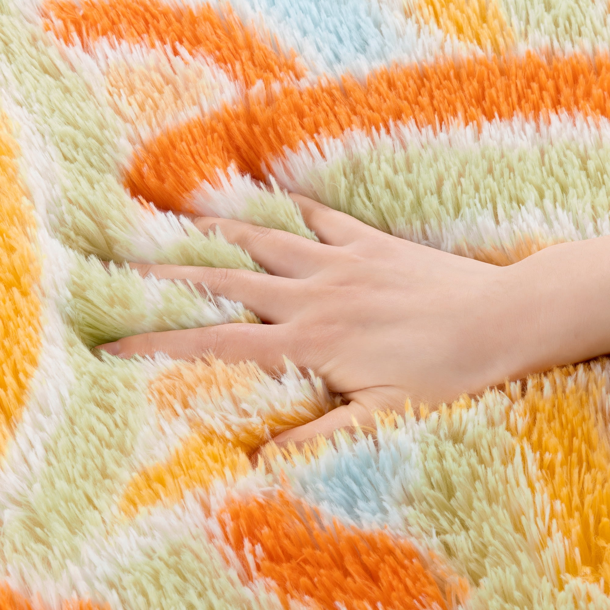 MeyJey 5'x 8' Shag Area Rug, Soft Fluffy Area Rugs for Kids Room Living Room Bedroom Decor Carpet, Orange