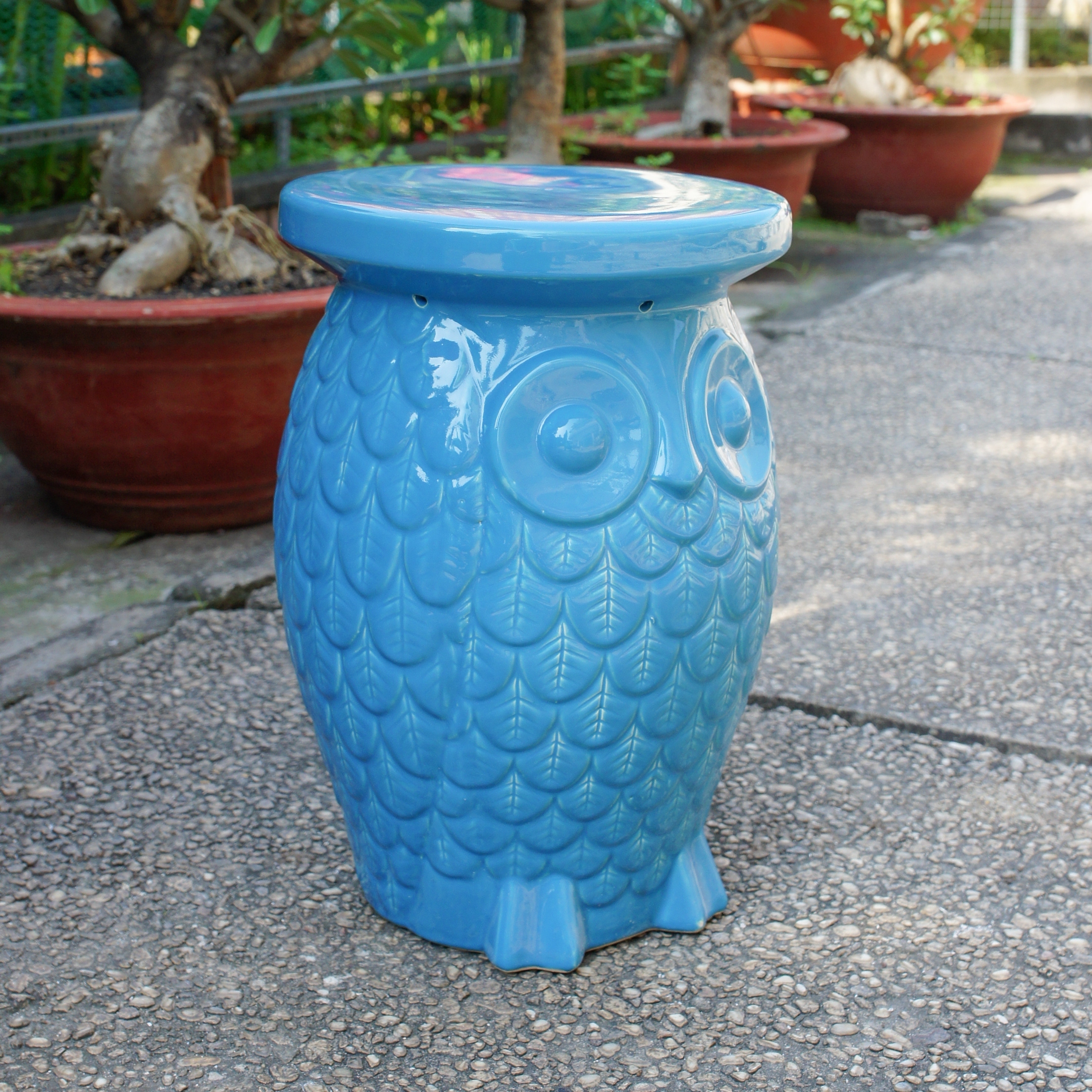 International Caravan Wise Old Owl Ceramic Garden Stool - image 2 of 5