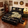 thumbnail image 2 of Manfei Camo Soccer Ball Flag Bed Sheets, Drip Sports Full Size Sheets, Brown Black, Black Reversible 4pcs (1 Flat Sheet, 1 Fitted Sheet and 2 Pillowcases), 2 of 6