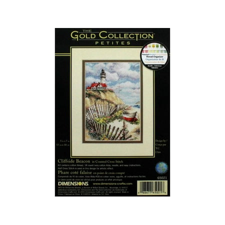UPC: 0088677650216 | Dimensions Cross Stitch Kit 5×7 Cliffside Beacon