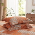 thumbnail image 6 of 3-Piece Full/Queen Size Quilt Set - Orange Rust Paisley Bedspread Coverlet with 2 Pillow Shams, Microfiber, 6 of 8