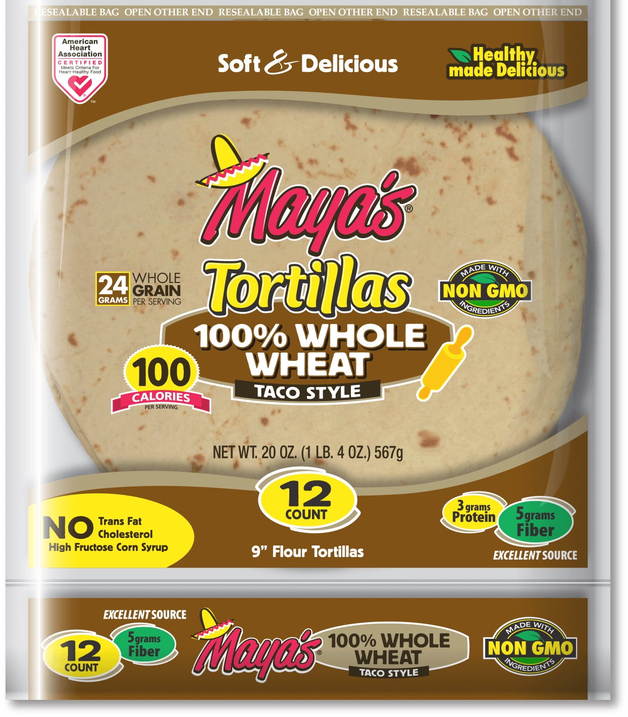 Buy Mayas Tortilla Whole Wheat Flour Tortilla, 12 ct. 9 Online at