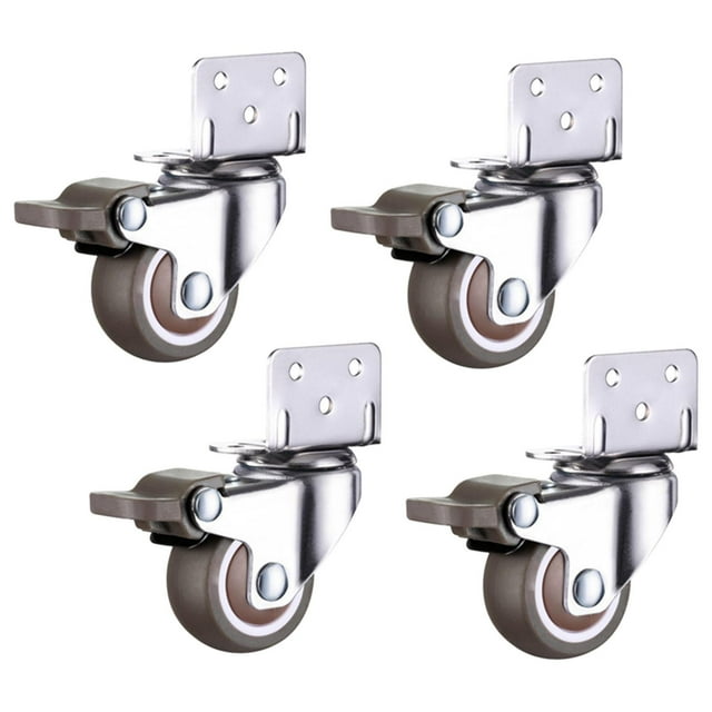 HILABEE 4 Pcs Plaque Pivotante Roulettes en Caoutchouc Rotation 360 Degrés avec Remplacement de Frein 2.5cm