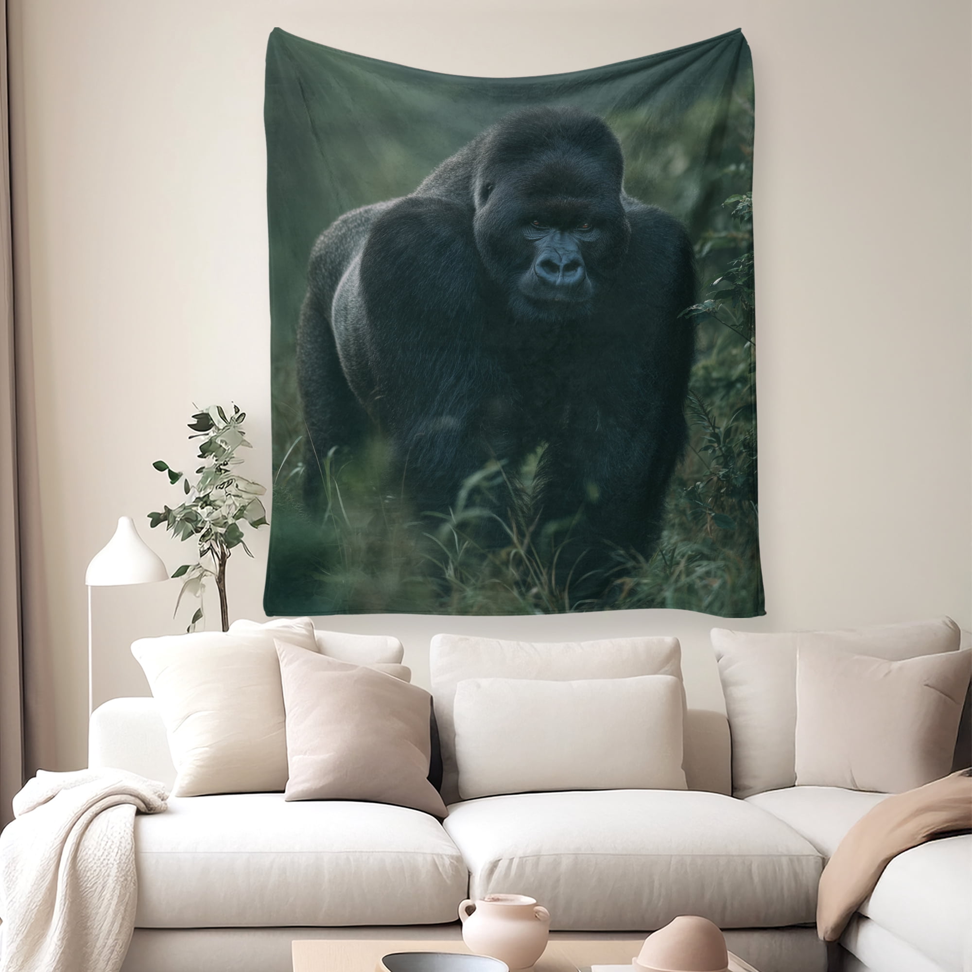 Flannel Fleece Throw Blanket, Soft Large Throw Blanket, Lightweight Cozy Plush Throw Blanket Fit Sofa Bed, 40"x50", Gorillas