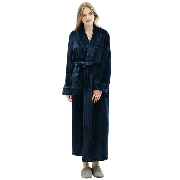 ZFSOCK Plush Robes for Women Soft Warm Fleece Bathrobe Ladies Long ...