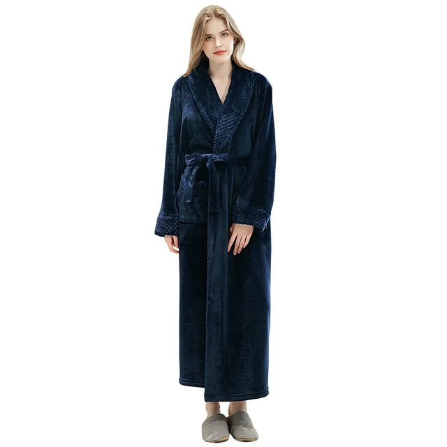 Peignoir Long pour Femmes en Molleton Doux, Peluche Duveteuse, Robe de Chambre Chaude d'Hiver pour Dames