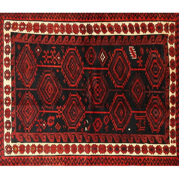 Ahgly Company Machine Washable Indoor Rectangle Traditional Dark Brown Area Rugs, 5' x 7'