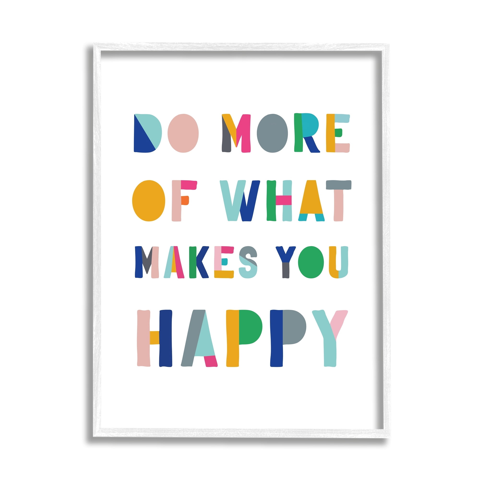 Stupell Industries What Makes You Happy Phrase Kids' Block Typography, 11 x 14, Design by CAD Designs