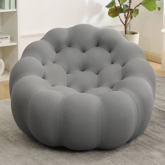Anwick Memory Foam Bean Bag Chair for Adults/Kids, Small Cool Bubble Chairs for Bedroom, Cute Bubs Chair in A Box, Unique Pumpkin|No Assembly|Funky Reading Chair (Grey, 37“)