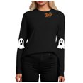 thumbnail image 7 of enyan Women Halloween Shirt Funny Pumpkin Ghost T-Shirts Long Sleeve Holiday Fall Tee Tops Women Halloween Shirts Black,S, 7 of 7